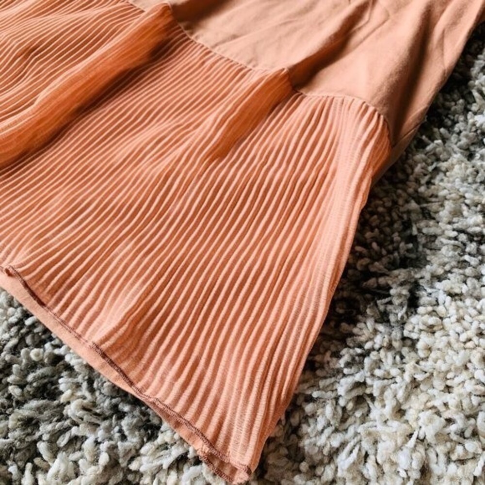 ZARA peach top short sleeve half sheer pleat on front top size S  boho normcore - Picture 8 of 9